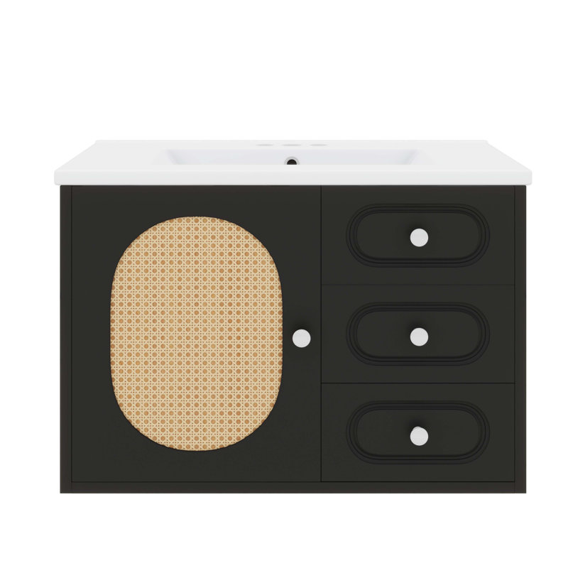 Ensemble de meuble-lavabo 30 po avec lavabo en céramique et meuble-lavabo à 2 tiroirs