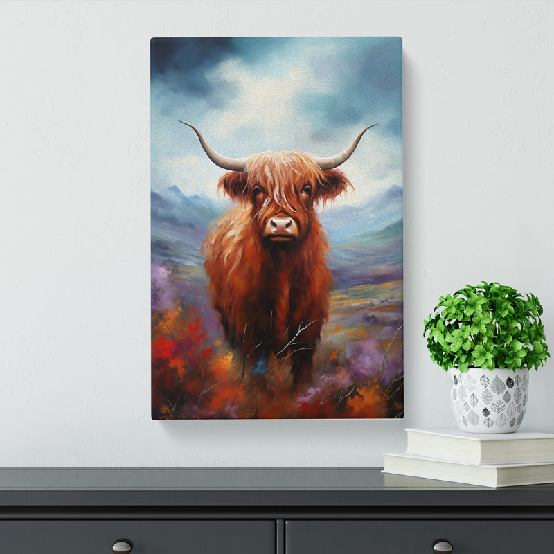 Highland Cow Modern - Wrapped Canvas, 50cm H x 35cm W x 3cm D