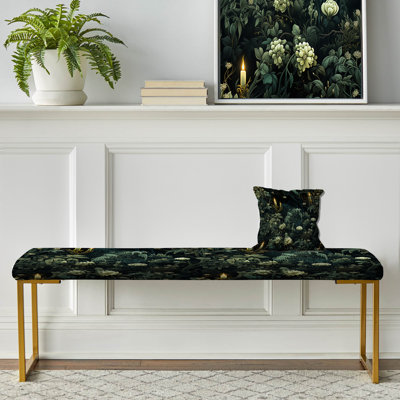 Botanical Upholstered Gold Bench
