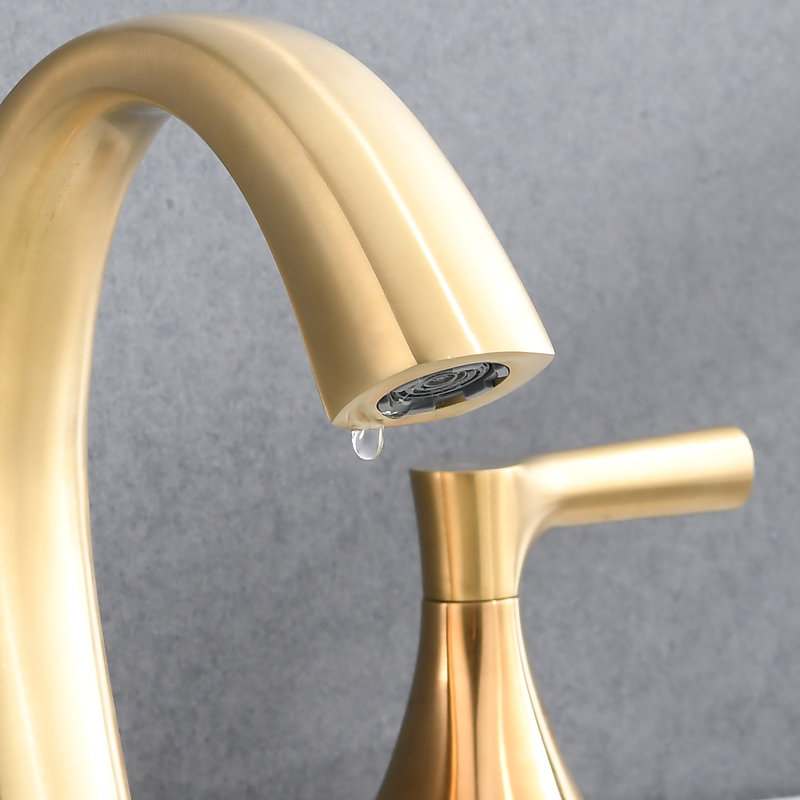 2-handle Bathroom Faucet with Drain Assembly, Brushed Gold
