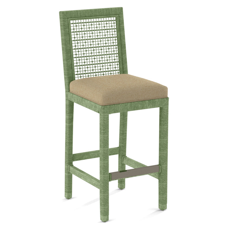Pine Isle Bar Stool, Marquis Taupe Velvet; 0913-73, Celery