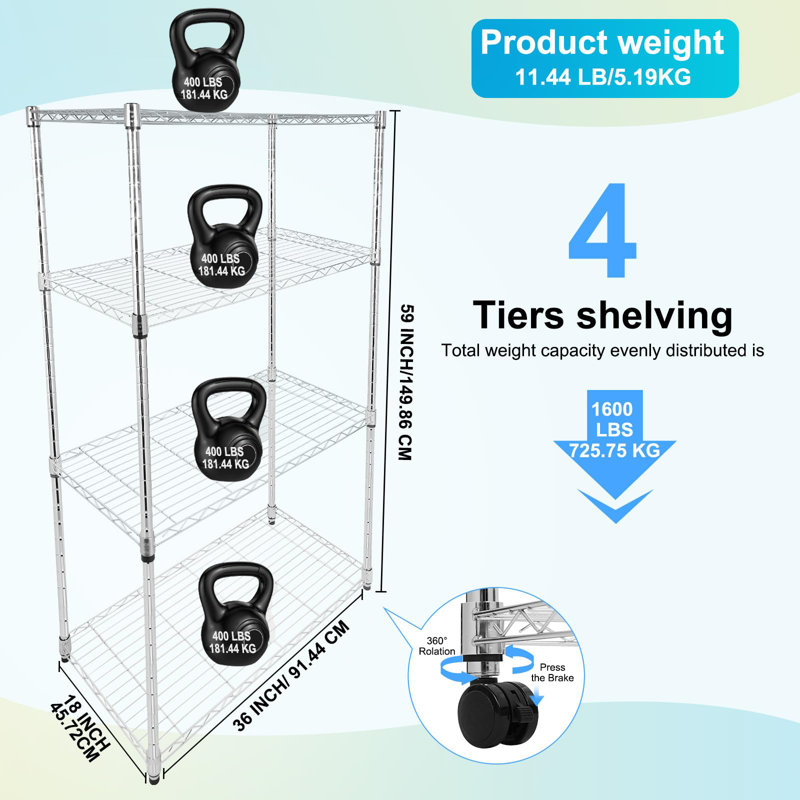 Kitchen And Living Room Handcart Stacking Rack And Organizer - Heavy-Duty - Adjustable