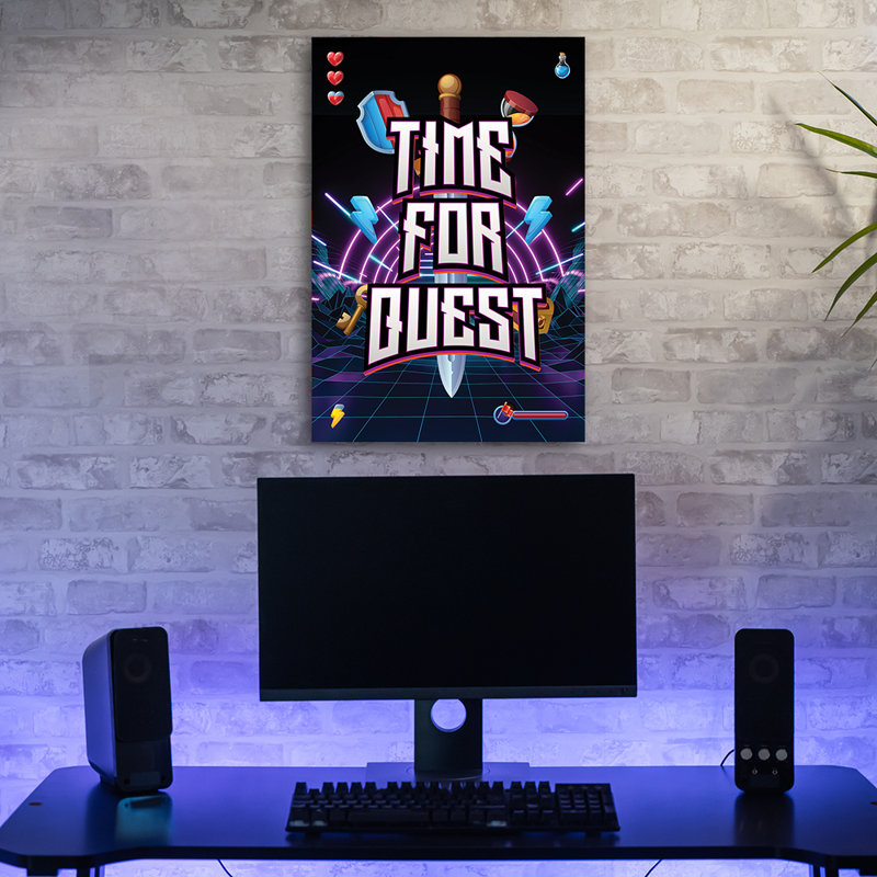 Time For Quest For Gamers - No Frame Print on Canvas