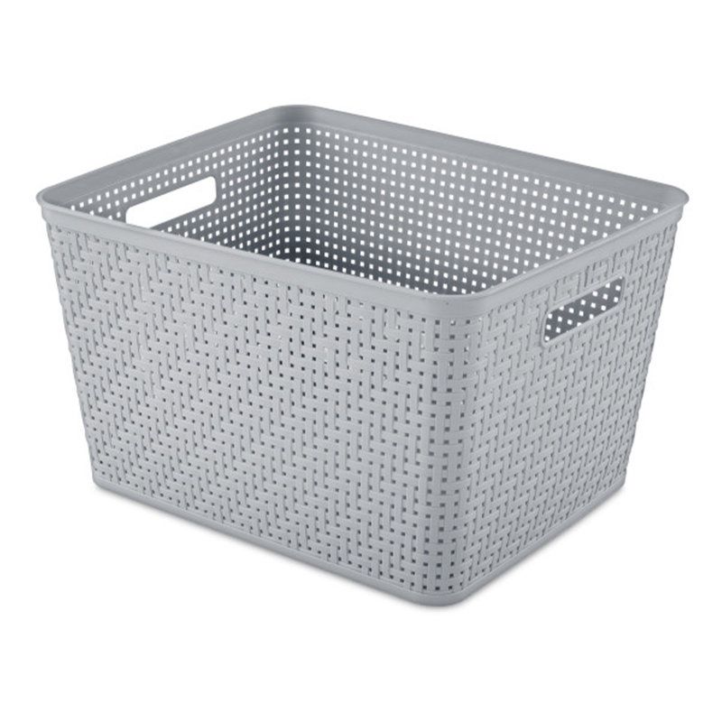 Sterilite Gray Tall Rectangular Plastic Storage Baskets with Handles, 6-Pack