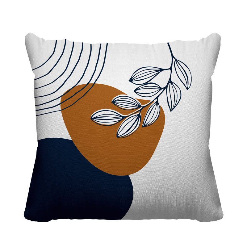 Coussin intérieur / extérieur Lupita, Orange / bleu marine, L 15 po x H 15 po