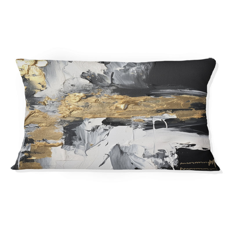Coussin décoratif horizontal abstrait noir I