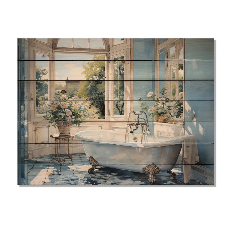 Iwona Bathroom Tranquil Reflections I on Wood Print, H 30 po x l 40 po x P 0,78 po