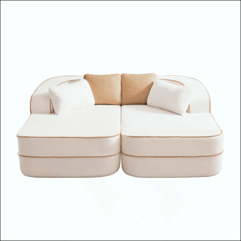 Canapé en peluche à densité élevée 32D sans assemblage Teddy, Blanc