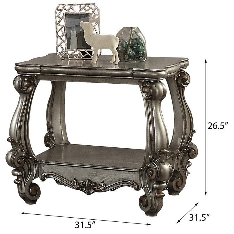 Platinum End Table With Bottom Shelf