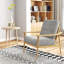 Chaise d'appoint rembourrée avec accoudoirs et pieds en bois d'hévéa Modern-1470158944