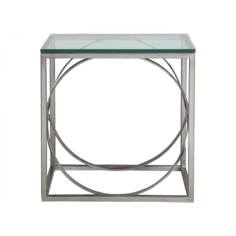 Metal Designs Ellipse Rectangular End Table, Silver Leaf