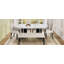 Ensemble de table de salle à manger moderne 6 pièces, table de salle à manger en faux marbre 63 "avec pieds géométriques, 4 chaises rembourrées et 1 banc, facile à assembler, beige et blanc-131983169-131983170-131983172-131983176