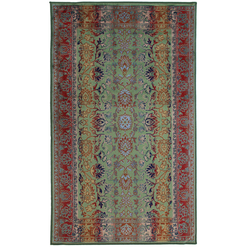 Loganne Viscose Oriental Indoor Rug, Rectangle 3'3" x 4'6"