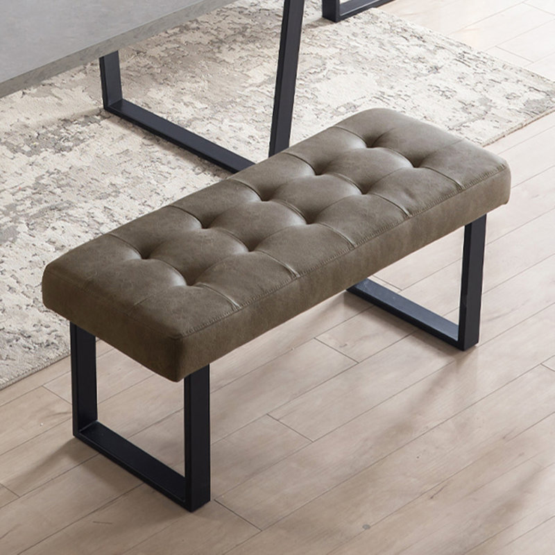 Modern Brown 3-Piece Breakfast Nook Set, Dining Table with Metal Legs，L-Shaped PU Corner Bench & Upholstered Bench 