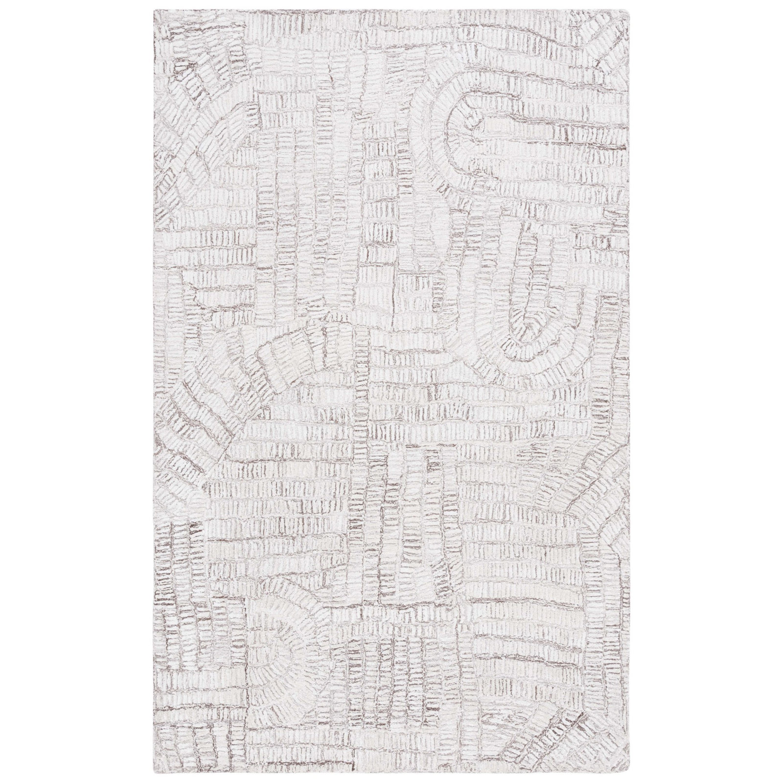Ashwin Hand Tufted Ivory/Browm Rug, Rectangle 8' x 10'