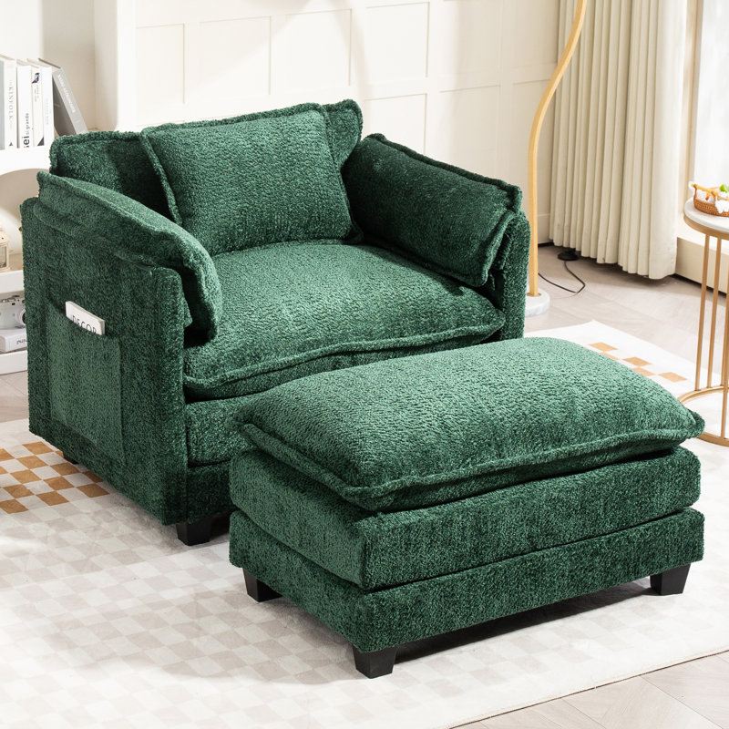 Repose-pieds intérieur confortable avec repose-pieds Boucle, Dark Green