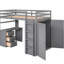 Lit mezzanine simple gris avec tiroirs, bureau d'étude et garde-robe. Fabrication en bois massif pour plus de stabilité. Maximisez l'espace de la chambre à coucher. Pas de compartiments à sommier tapissier, durabilité pour ordinateur portable. Zone. Requis-341227475-341227474