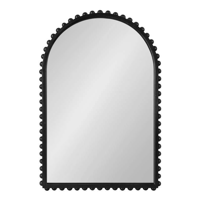 Wooden Beaded Arch Mirror, Black