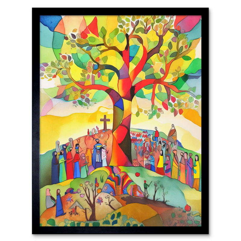 The Sermon On The Mount Jesus Folk Art Bible Artwork Framed Wall Art Print 9X7 Inch