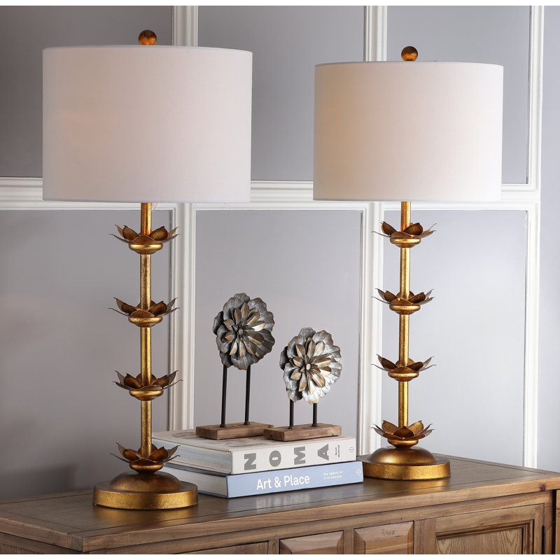 Lani Leaf Metal Table Lamp Set