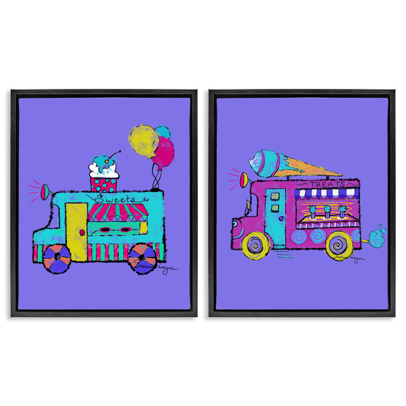Ensemble de cadres flottants 2 pièces Vibrant Summer Ice Cream, conception par Susan Lugar, H 21 po x l 34 po