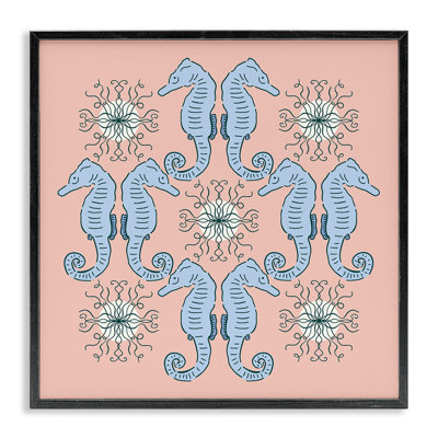 Giclée symétrique à motif hippocampe corail, design par Sazerelli Designs