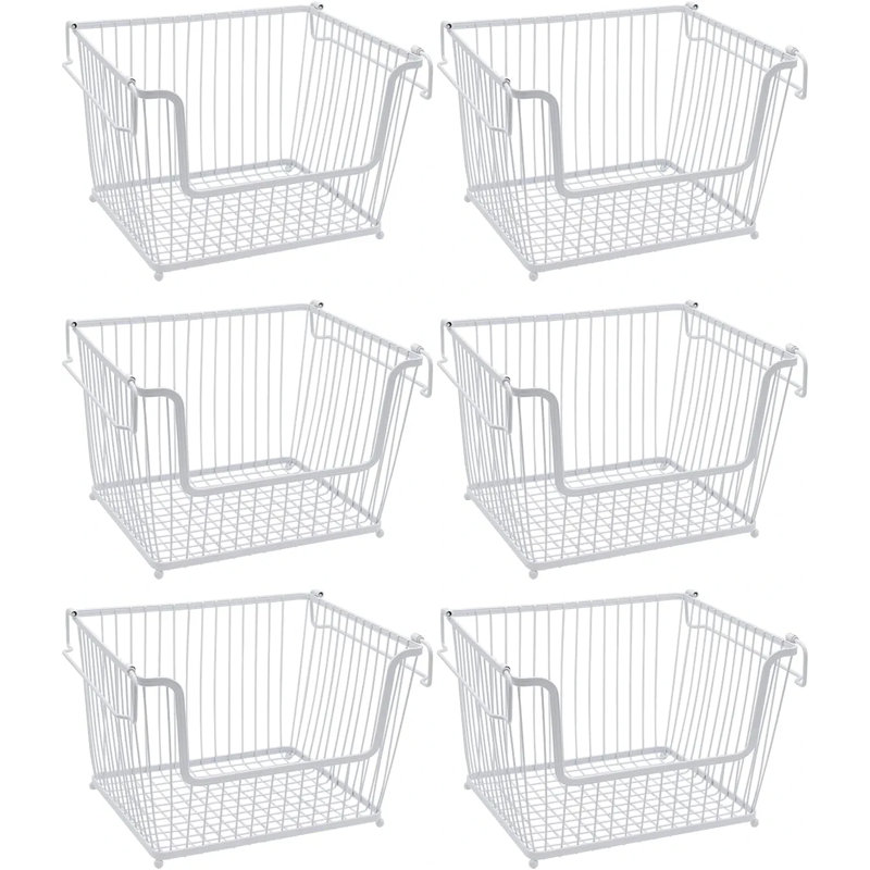 Sorbus Farmhouse Scoop Wire Baskets with Handles, 6