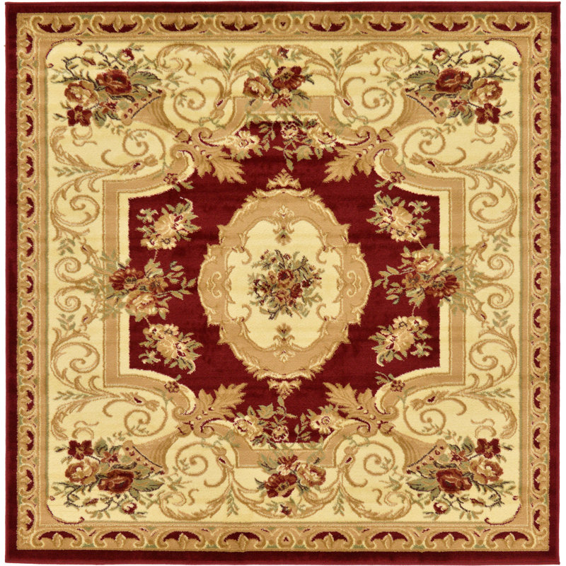 Debora Oriental Area Rug, Square 6'1", Burgundy