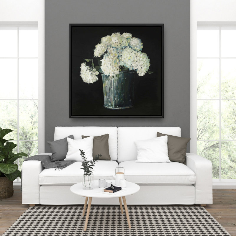 "Fleurs d'hortensias blanches" sur toile