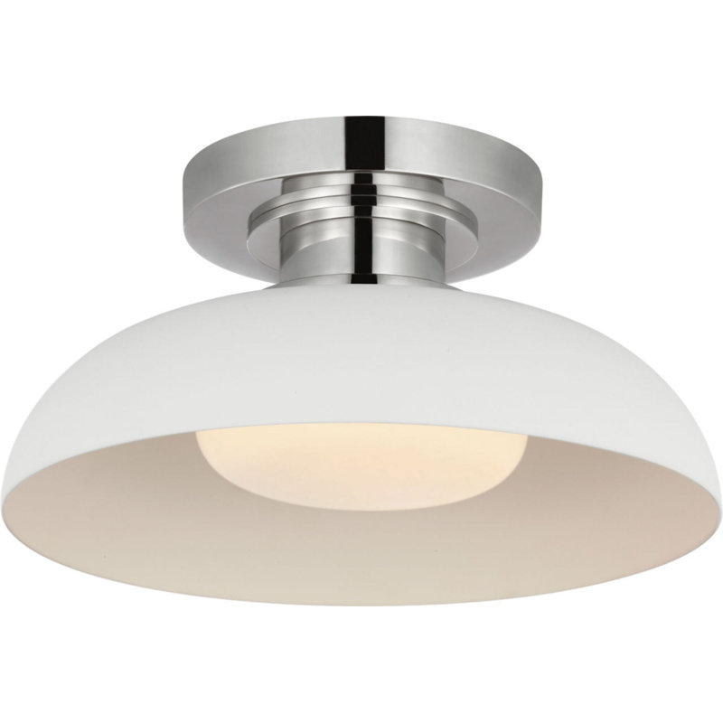 Cyrus 8" Flush Mount with White Glass, Polished Nickel