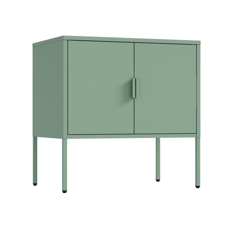 Ava 24" Modern Stainless Steel Accent Cabinet with 2 Adjustable Shelves in Sage Green, Green