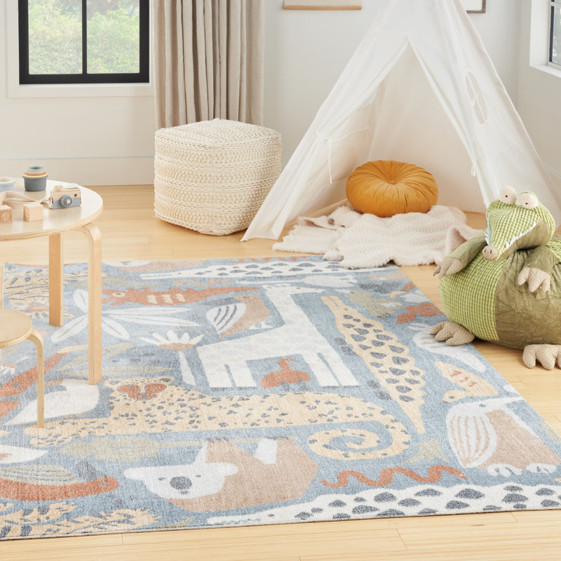 Tapis multicolore lavable à la machine Maycon, Rectangle 6 pi 7 po x 9 pi