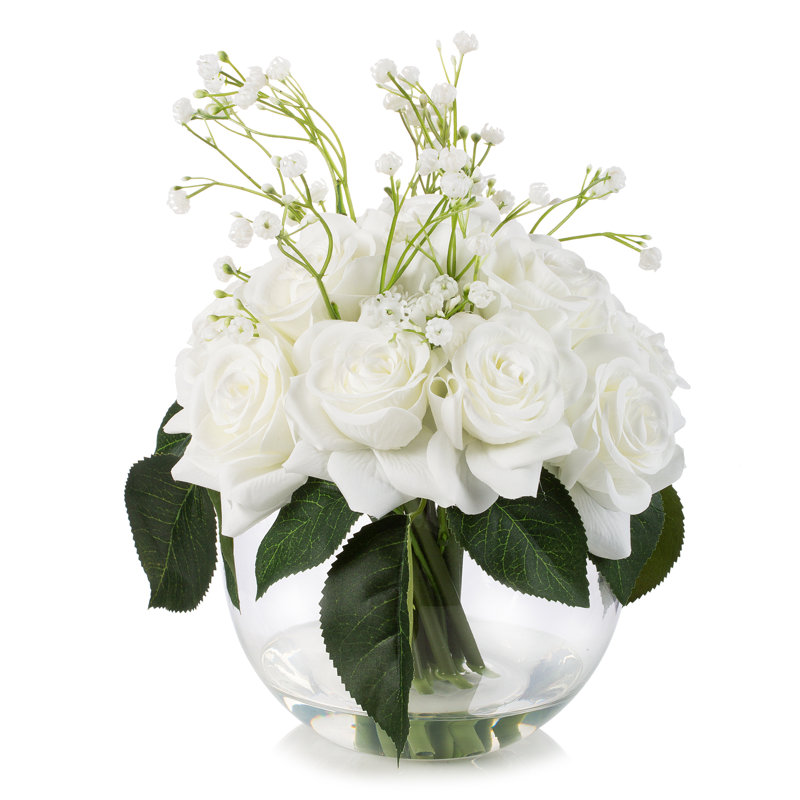 Mélange de fleurs dans un vase, Blanc
