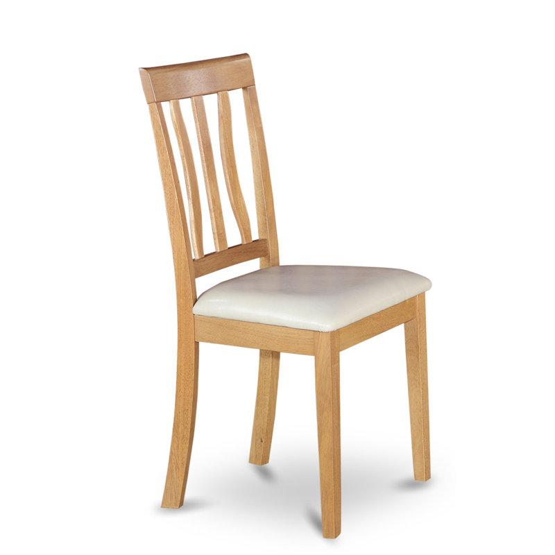 Antique Kitchen Dining Chairs - Faux Leather Upholstered Wooden Chairs, Set of 2, Oak, Oak/Faux Leather