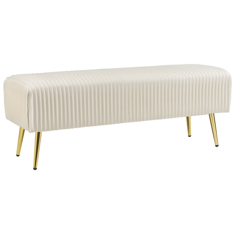 Mattawan Velvet Upholstered Bench, Cream