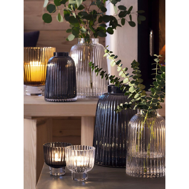 Handmade Glass Table Vase, Clear,  7.874" H x 5.315" W x 5.315" D