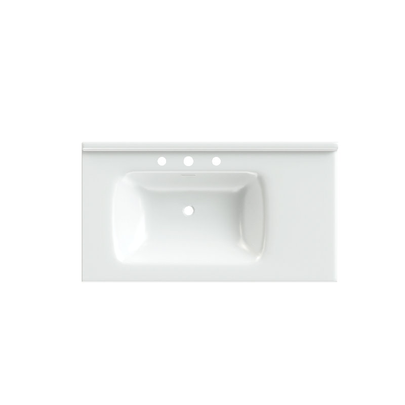 Lavabo de salle de bain rectangulaire en céramique moderne, 36 po, blanc | Idée de cadeau