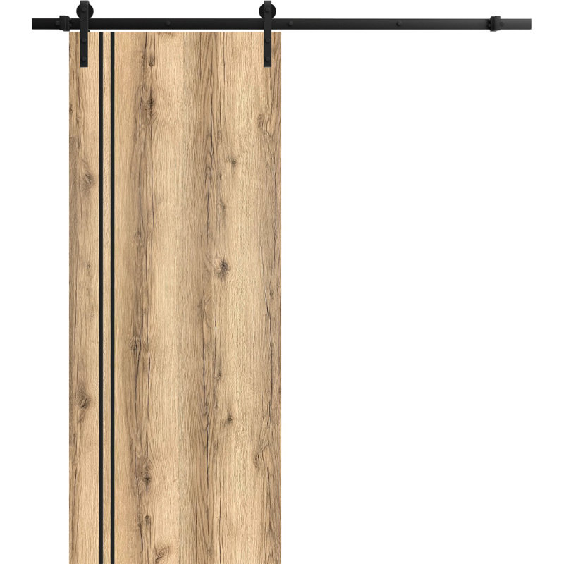 Porte de grange en bois massif massif, Chêne, 18 po x 80 po