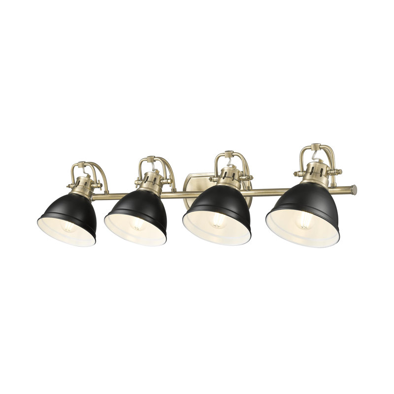 Brynnan 4-Light Bath Vanity, Matte Black, Aged Brass