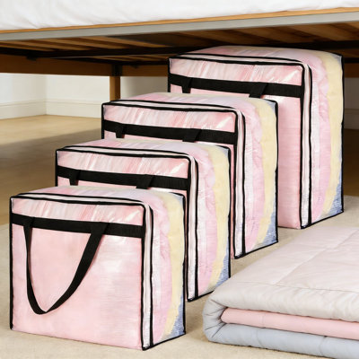 Sacs de rangement transparents avec fermeture à glissière - Sacs de rangement sous vide de grande capacité 40L pour vêtements, couvertures, literie et articles saisonniers, matériau en PVC robuste avec poignées renforcées, paquet de 4