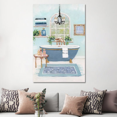 Blue Bath I by Sally Swatland - Wrapped Canvas Painting