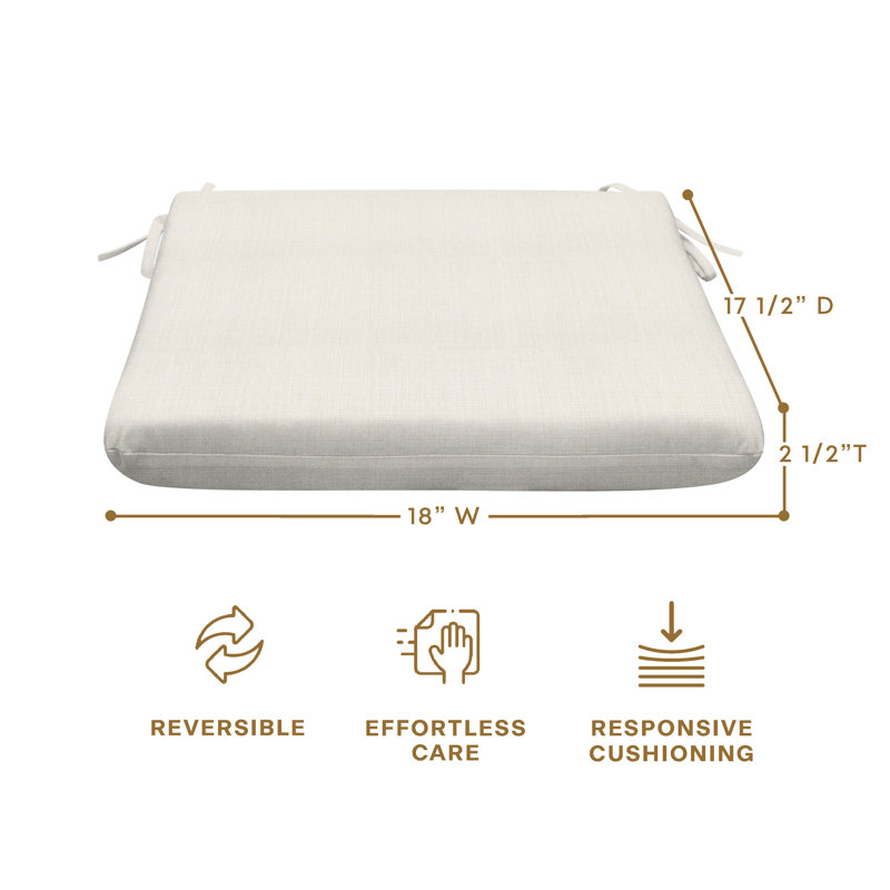 Coussin de siège d'extérieur carré Meridian, L 18 po x P 17,5 po, Buff