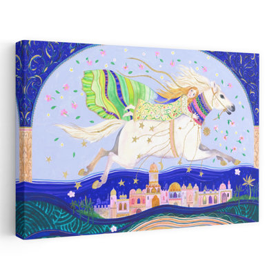 A Thousand And One Nights Through Time Dreamy Whimsical Abstract Horse City Architecture Wall Art Print 1 Piece Wrapped Canvas Wall Art