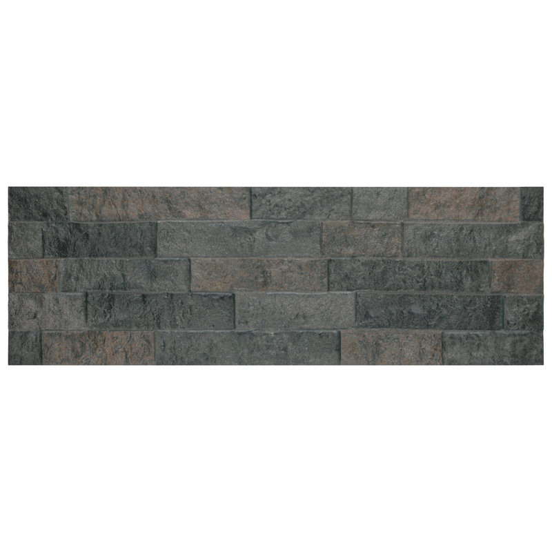 Irazu Antracita 8" x 24" Pressed Porcelain Stone Look Wall Tile