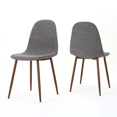 Mid-Century Modern Fabric Upholstered Dining Chairs, Set Of 2
