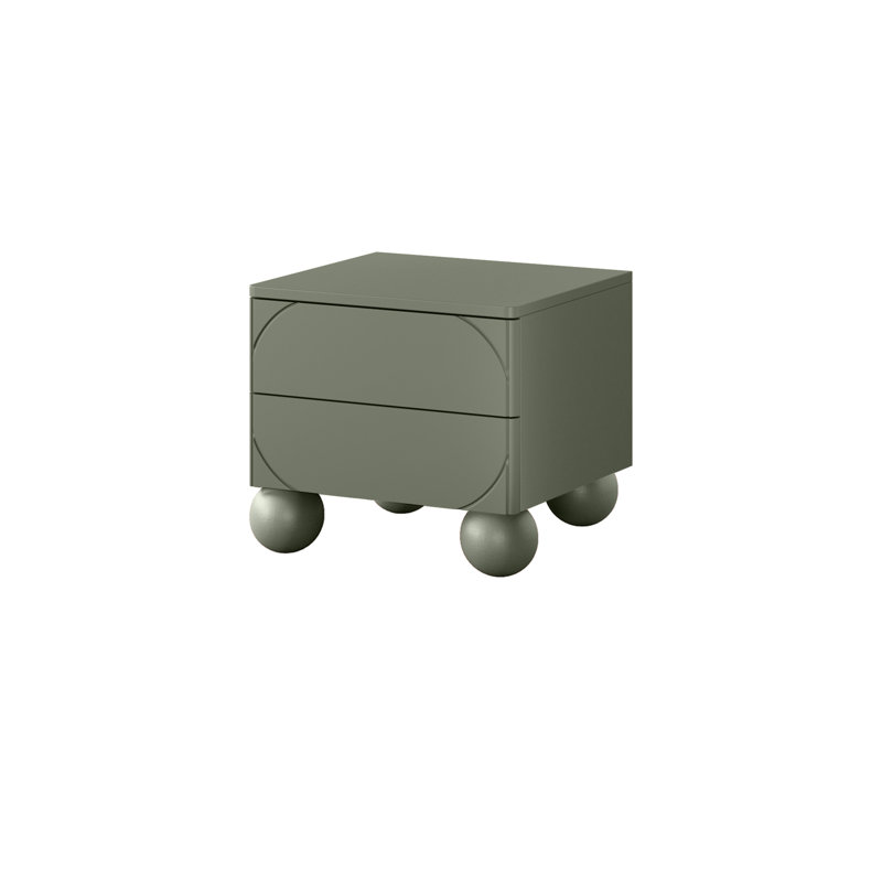 Gahagan 45cm W Manufactured Wood Bedside Table, Olive