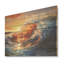 Blue and Orange Sunrise Waves III - vagues côtières sur bois-1619266968