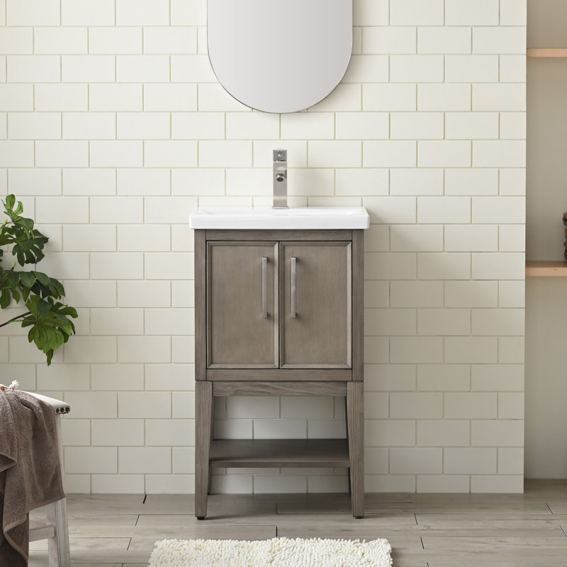 Cheriton 20'' Single Bathroom Vanity with Ceramic Top, Heritage Brushed Oak