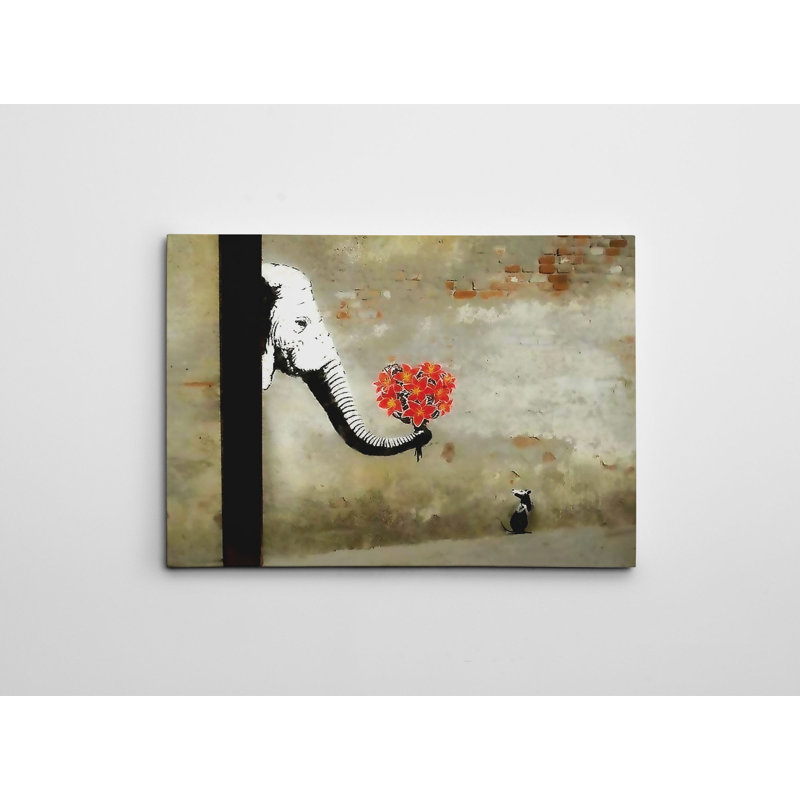 Bansky, impression sur toile tendue, L 39 po x H 28 po