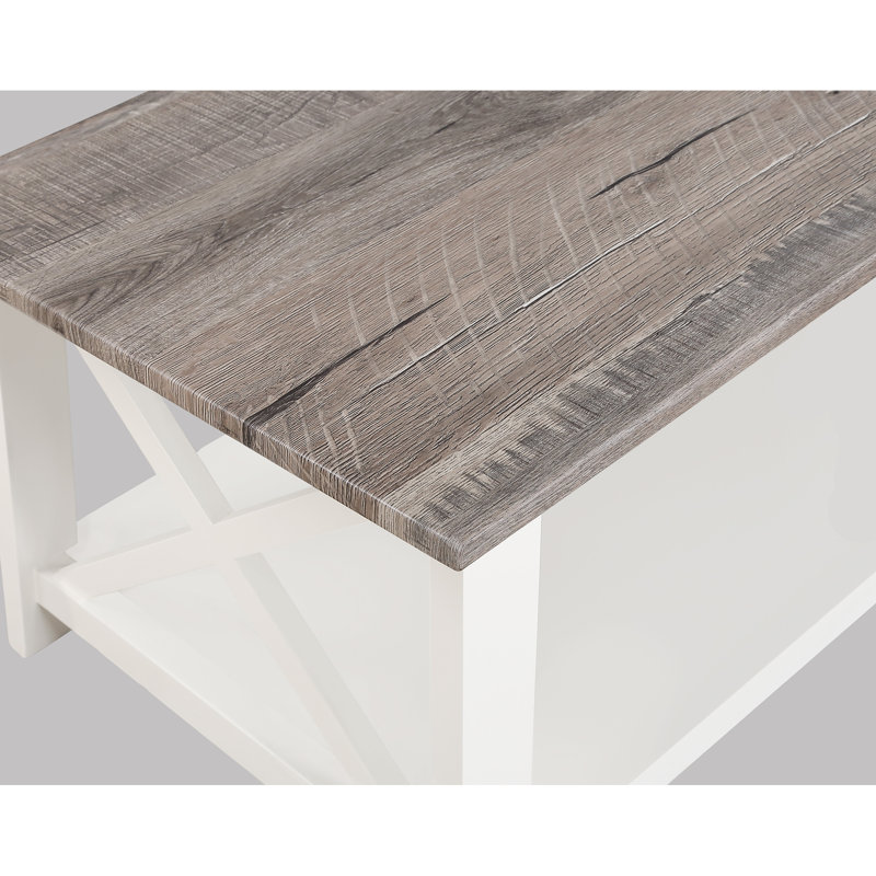 Table basse rectangulaire blanche et brun 3 et tables de bout carrées 3 - Mobilier de salon élégant avec finition moderne